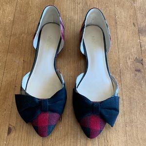 Nine West d’Orsay plaid bow flat